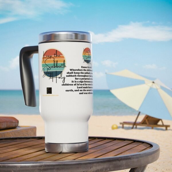 Keep the Sabbath Day Holy™ Stainless Steel Travel Mug with Handle, 14oz
