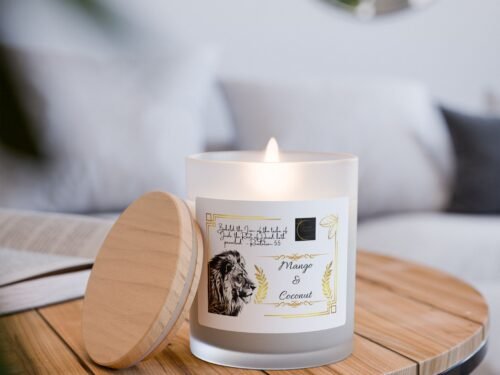 The Israelite Merchant™ Mango & Coconut Scented Frosted Candle, 11oz