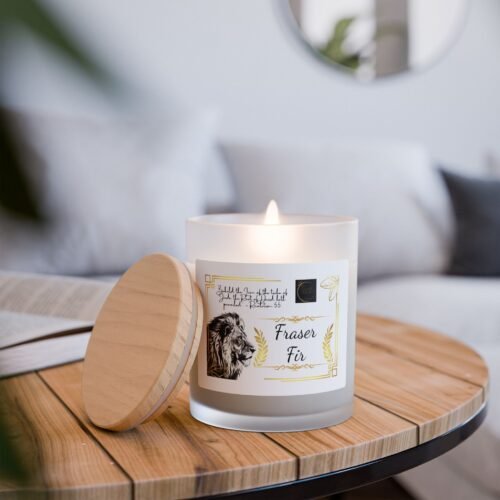 The Israelite Merchant™ Fraser Fir Bible Verse Candle – 11oz Frosted Glass with Wooden Wick | Scripture Candle for Set-Apart Living & Holy Day Peace