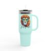 "Judah™" Stainless Travel Mug with Handle & Straw (40oz – Aqua Steel) By The Israelite Merchant™