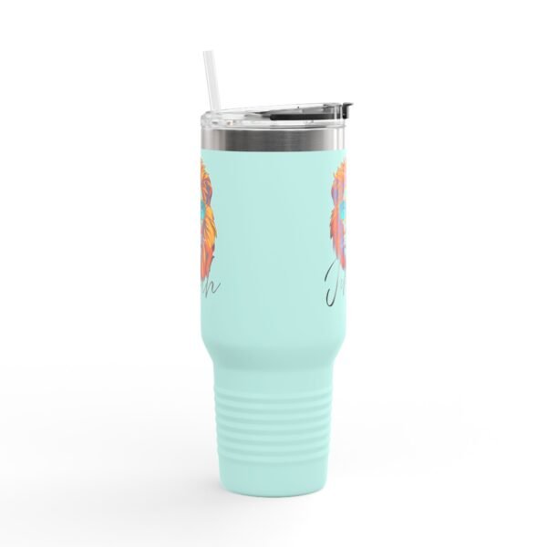 "Judah™" Stainless Travel Mug with Handle & Straw (40oz – Aqua Steel) By The Israelite Merchant™
