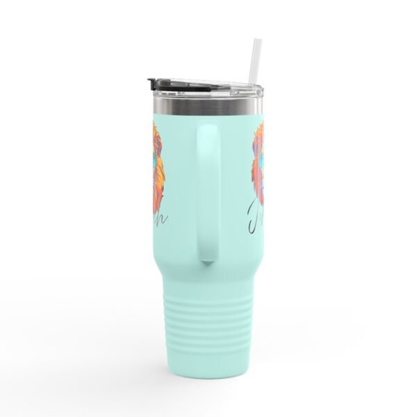 "Judah™" Stainless Travel Mug with Handle & Straw (40oz – Aqua Steel) By The Israelite Merchant™