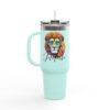 "Judah™" Stainless Travel Mug with Handle & Straw (40oz – Aqua Steel) By The Israelite Merchant™