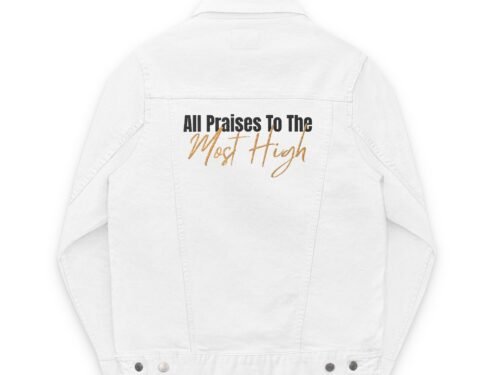 White "All Praises To The Most High" Denim Jacket