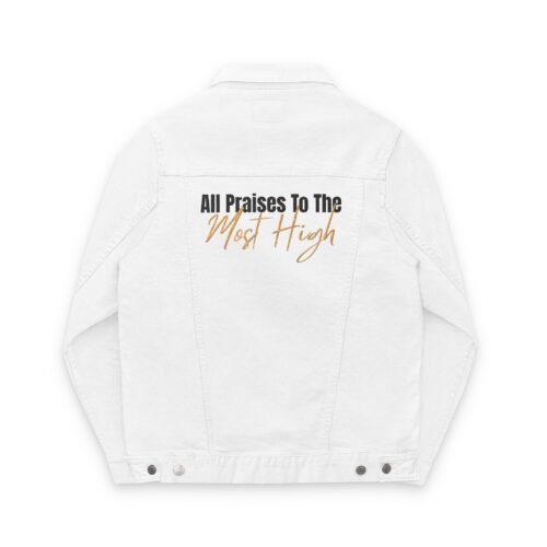 White "All Praises To The Most High" Denim Jacket
