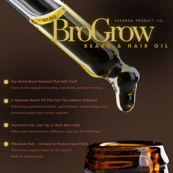 Gold BroGrow Oil #4 Product Picture Wholesale BroGrow™ by SheBrew Product Co. Signature Premium Beard & Hair Oil (2 oz)